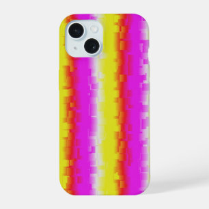 Gelbe Rosa Artdeco Regenbogen Streifen iPhone 15 Hülle