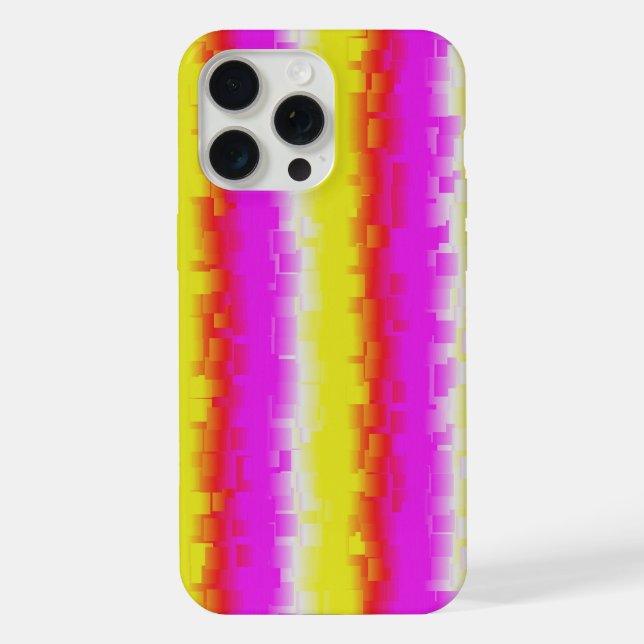Gelbe Rosa Artdeco Regenbogen Streifen iPhone 15 Pro Max Hülle (Rückseite)
