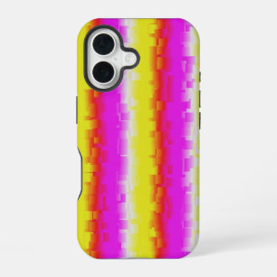Gelbe Rosa Artdeco Regenbogen Streifen iPhone 16 Hülle