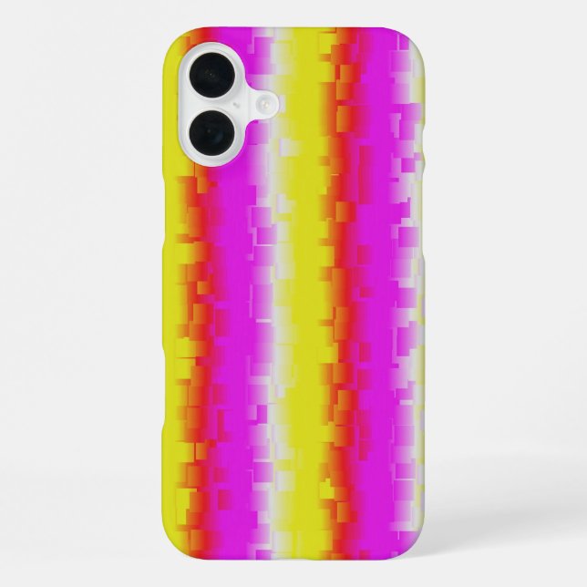 Gelbe Rosa Artdeco Regenbogen Streifen iPhone 16 Plus Hülle (Rückseite)