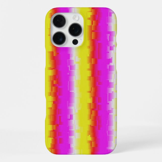 Gelbe Rosa Artdeco Regenbogen Streifen iPhone 16 Pro Max Hülle (Rückseite)