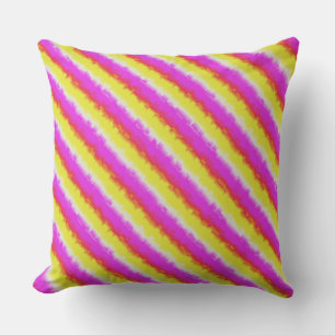 Gelbe Rosa Artdeco Regenbogen Streifen Kissen