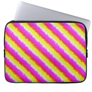 Gelbe Rosa Artdeco Regenbogen Streifen Laptopschutzhülle