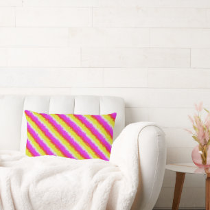 Gelbe Rosa Artdeco Regenbogen Streifen Lendenkissen