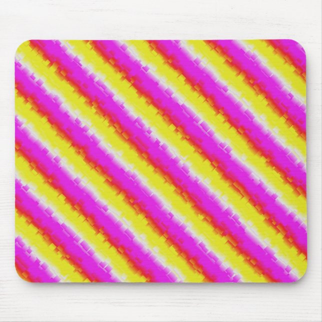 Gelbe Rosa Artdeco Regenbogen Streifen Mousepad (Vorne)