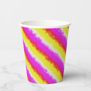 Gelbe Rosa Artdeco Regenbogen Streifen Pappbecher