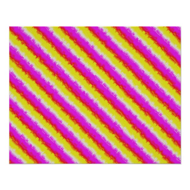 Gelbe Rosa Artdeco Regenbogen Streifen Poster (Vorderseite)