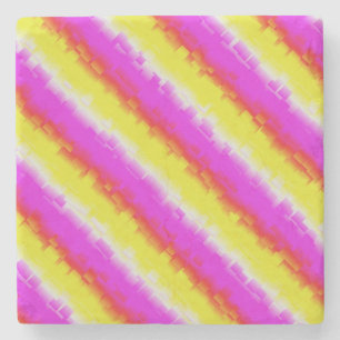 Gelbe Rosa Artdeco Regenbogen Streifen Steinuntersetzer