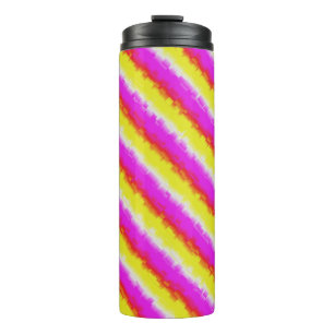 Gelbe Rosa Artdeco Regenbogen Streifen Thermosbecher