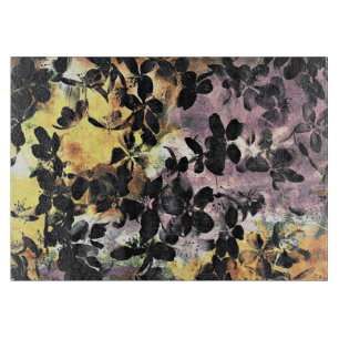 Gelbe rosa Blume Muster Blumengrafik Schneidebrett