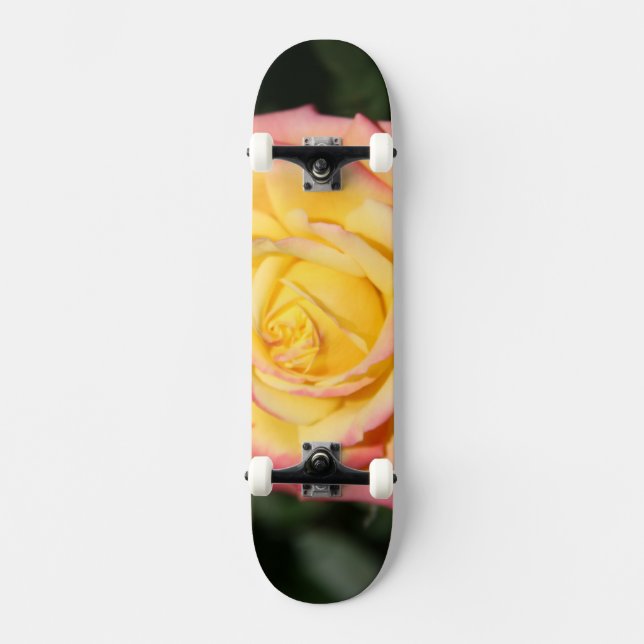 Gelbe Rosa Blume Skateboard (Vorderseite)