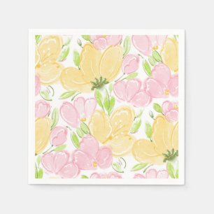 Gelbe rosa Blumen-Papier-Servietten, Gartenparty Serviette