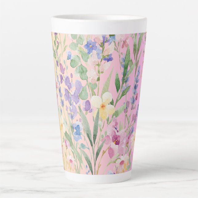 Gelbe Rosa Farbige Blumen Milchtasse (Vorderseite)