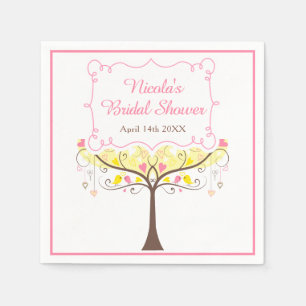 gelbe rosa florale Vogel-Braut-Party Serviette