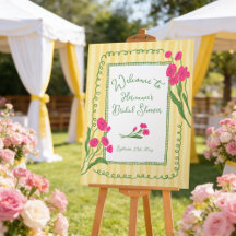 Gelbe rosa Garten-Whimsical-Braut-Party-Willkommen