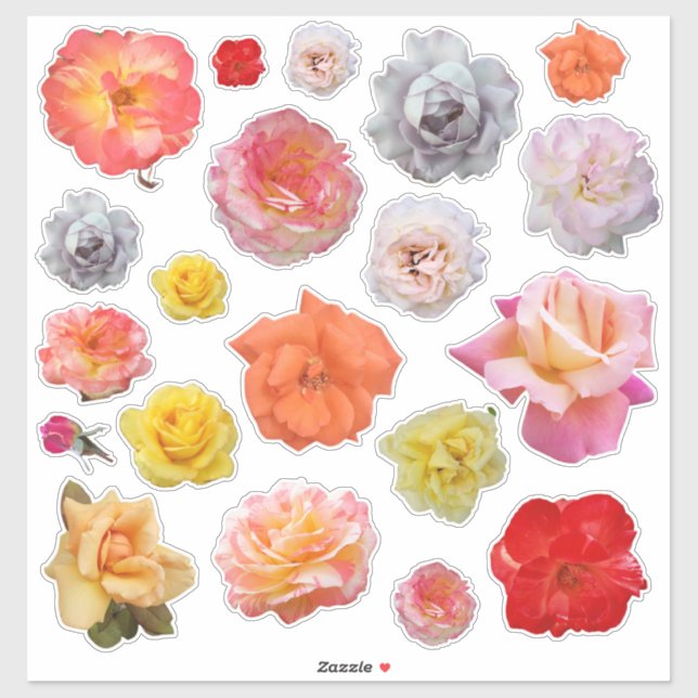 Gelbe Rosa Rosa Orange Cutout Rose Fotos Aufkleber (Blatt)