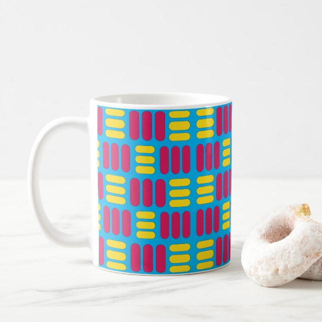 Gelbe rosa Streifen Kaffeetasse (Mit Donut)