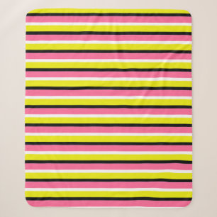 Gelbe rosa Streifen Muster Rundkissen Sherpadecke