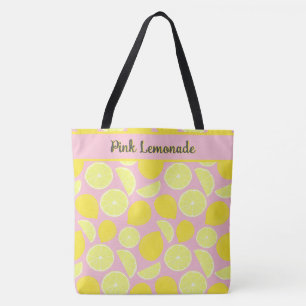 Gelbe rosa tropische Zitronenbäume Kunst Tasche