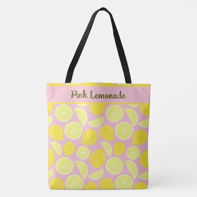 Gelbe rosa tropische Zitronenbäume Kunst Tasche (Vorderseite)