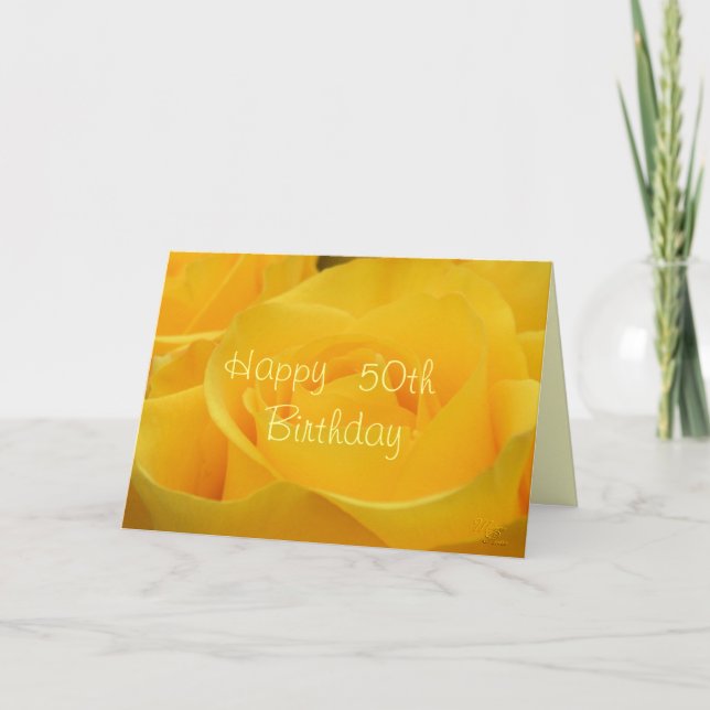 Gelbe Rose 50. Geburtstag - jedes Mal anpassen Karte (Vorderseite)