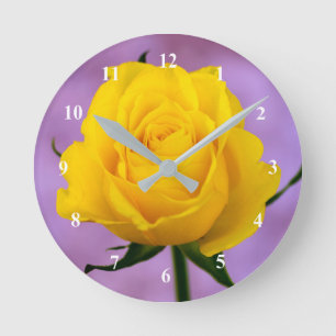Gelbe Rose Akrylwange Runde Wanduhr