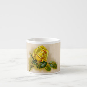 Gelbe Rose Antike Vintage Druckkunst Espressotasse