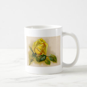 Gelbe Rose Antike Vintage Druckkunst Kaffeetasse