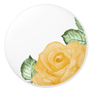 Gelbe Rose Aquarell Land Rustikale Florale Chic Keramikknauf