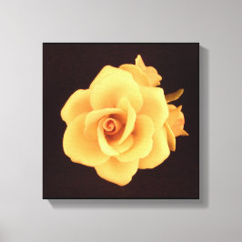 Gelbe Rose auf Matte Black Leinwanddruck