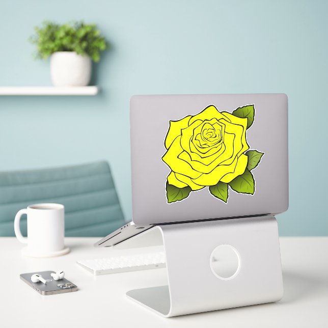 Gelbe Rose Aufkleber (Laptop auf Schreibtisch)