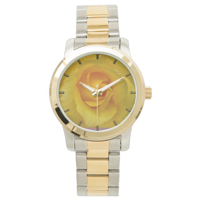 Gelbe Rose Beobachtung romantischer Armbanduhren a (Vorderseite)