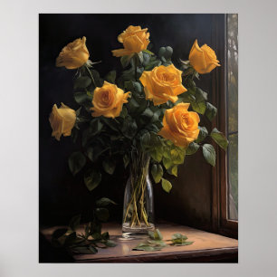 Gelbe Rose Blume Art Print Poster