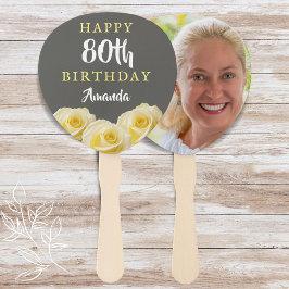 Gelbe Rose Blume Floral 80. Geburtstag Foto Fächer