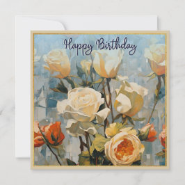 Gelbe Rose Blume Hübscher Blumenglücks Geburtstag Karte