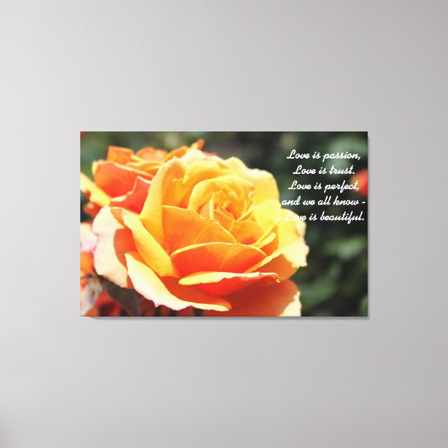 Gelbe Rose Blume - Liebe ist schön Leinwanddruck (Vorderseite)