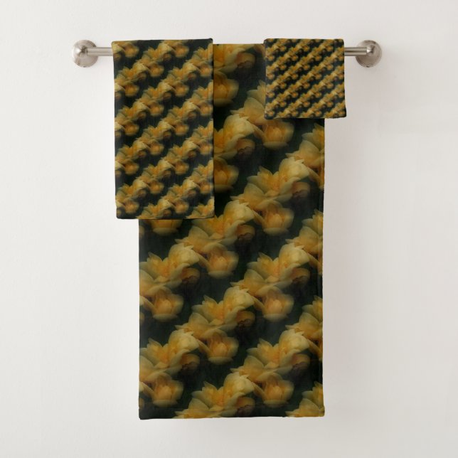 Gelbe Rose Blume Naturkunstmuster Badhandtuch Set (Insitu)