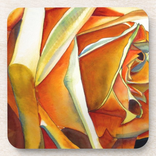 Gelbe Rose Blume Originale Aquarellkunst Untersetzer (Vorderseite)