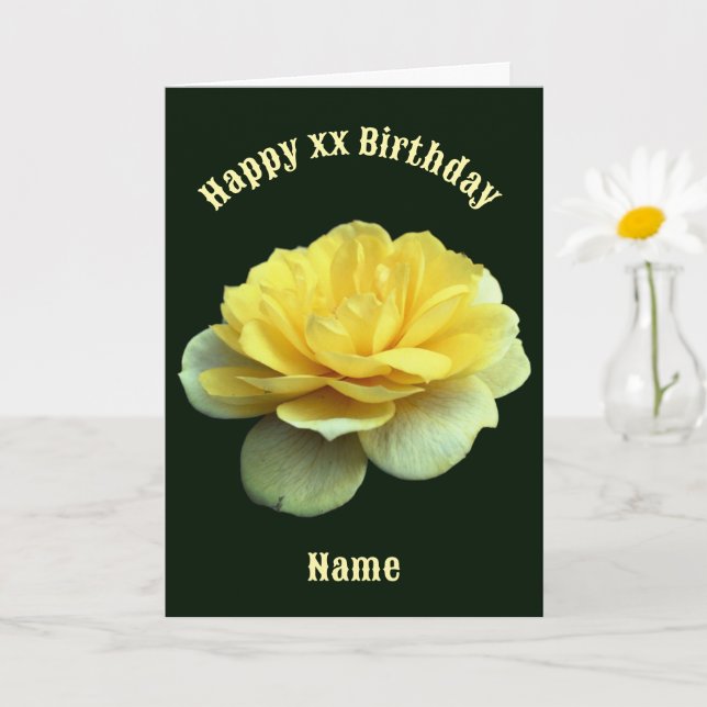 Gelbe Rose Blume Personalisiert Geburtstag Karte (Kleine Pflanze)