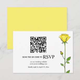 Gelbe Rose Blume QR Code Blumenzehen RSVP Karte