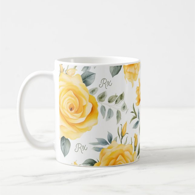 Gelbe Rose Botanical Rx Apotheke  Kaffeetasse (Links)