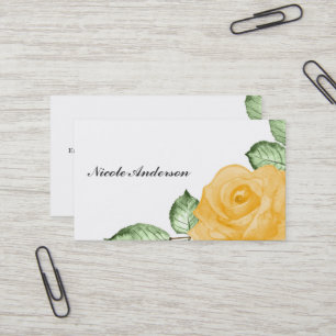 Gelbe Rose Chic Elegante Florale Landhaus-Rustikal Visitenkarte