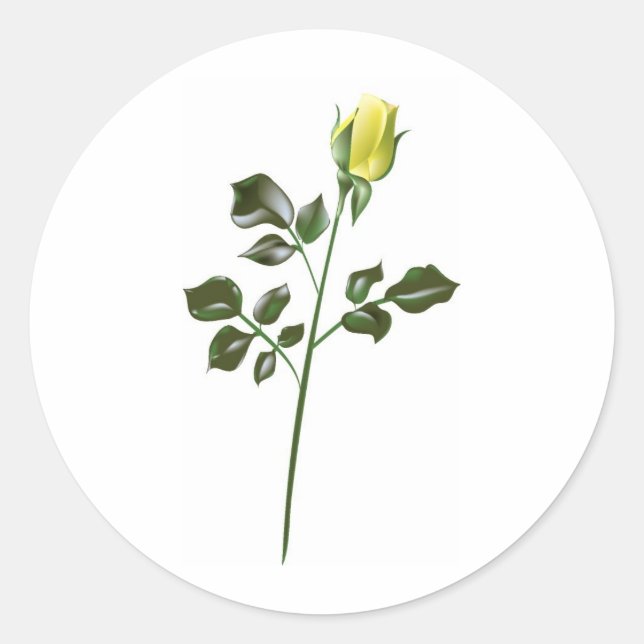 Gelbe Rose Clipart Runder Aufkleber (Vorderseite)