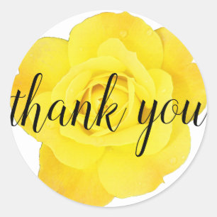 Gelbe Rose Dankeschön Blumen Große Buchstaben Cool Runder Aufkleber