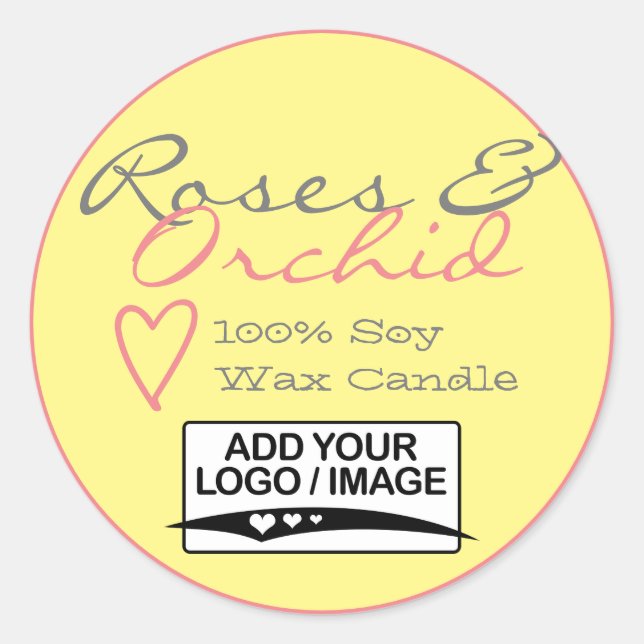 Gelbe Rose, einfache Kerzen mit Logo-Paste Runder Aufkleber (Vorderseite)
