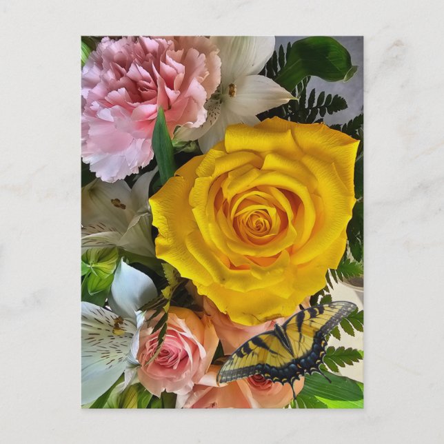 Gelbe Rose Feiertagspostkarte (Vorderseite)