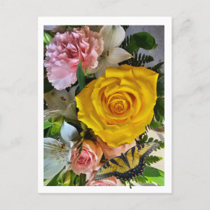 Gelbe Rose Feiertagspostkarte