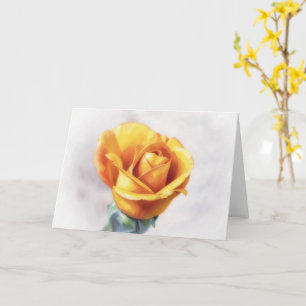Gelbe Rose Florale Blumen-Wasserfarben-Stil-Karte Karte
