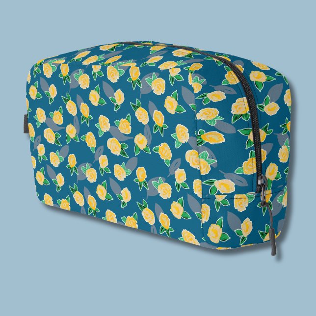 Gelbe Rose Florale Botanik Waschbeutel (Yellow rose botanical floral cosmetic bag)