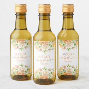 Gelbe Rose Florale Grünzeug Mädchen Baby Shower Mi Weinetikett